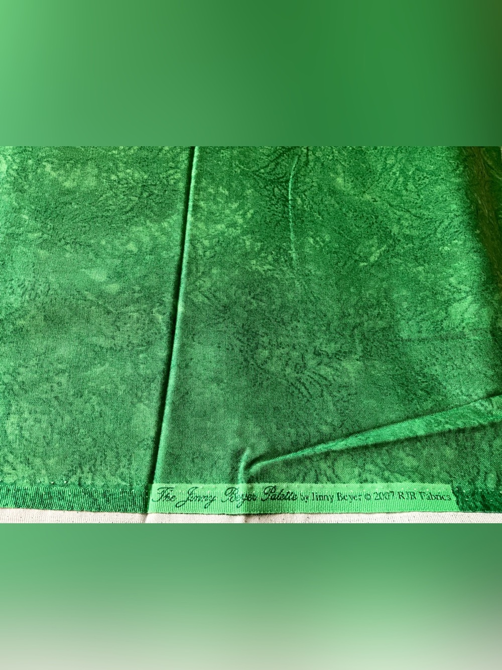Quilting Sewing Crafts Supplies 2007 RJR Fabrics Green Cotton Fabric 6 Yards